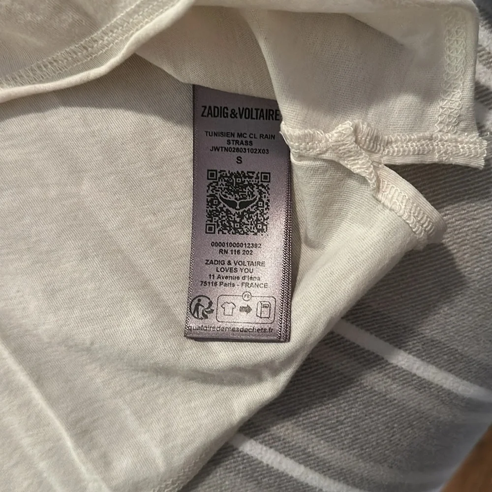 Zadig & Voltaire Cream Tee with Silver Heart Accents - Picture 7 of 7